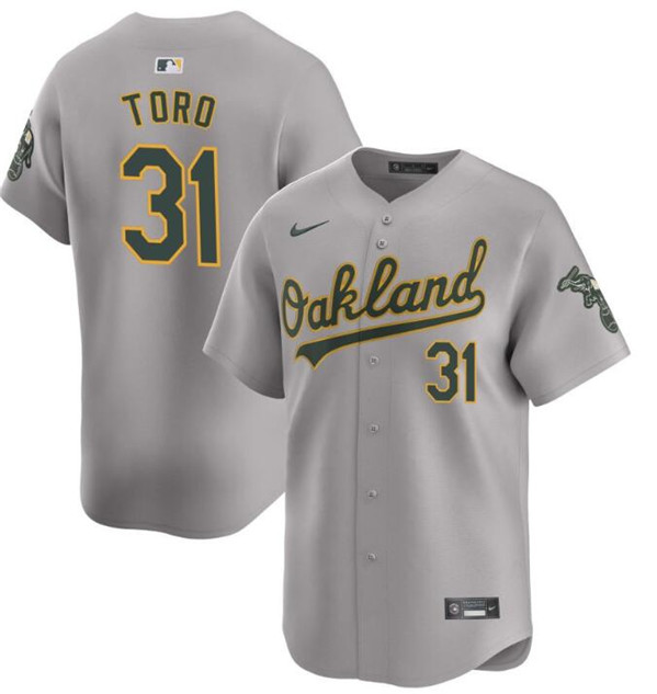 Oakland Athletics #31 Abraham Toro Gray 2024 Away Limited Stitched Jersey