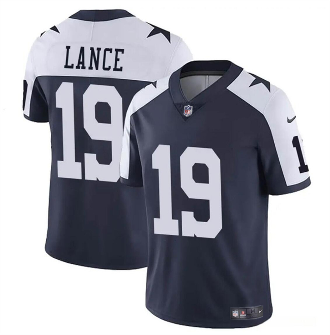 Dallas Cowboys #19 Trey Lance Navy White Thanksgiving Vapor Untouchable Limited Stitched Jersey