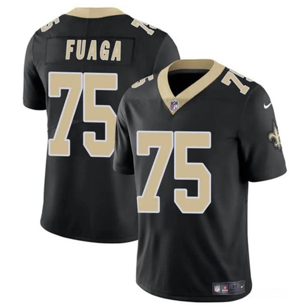 New Orleans Saints #75 Taliese Fuaga Black 2024 Draft Vapor Limited Stitched Jersey