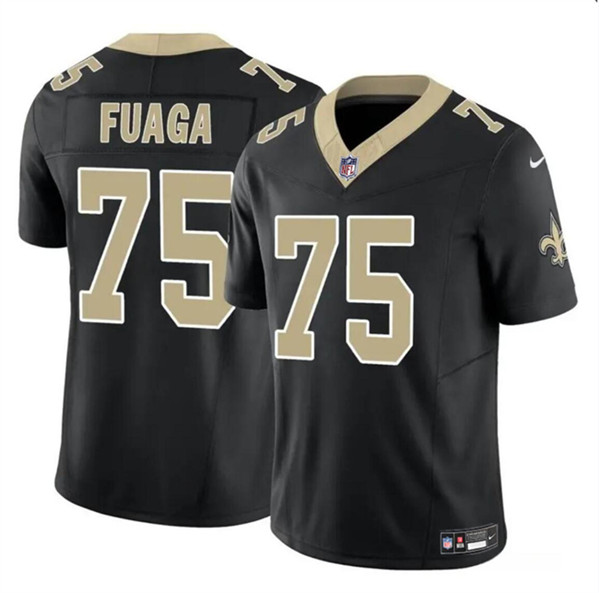 New Orleans Saints #75 Taliese Fuaga Black 2024 Draft F.U.S.E. Vapor Limited Stitched Jersey