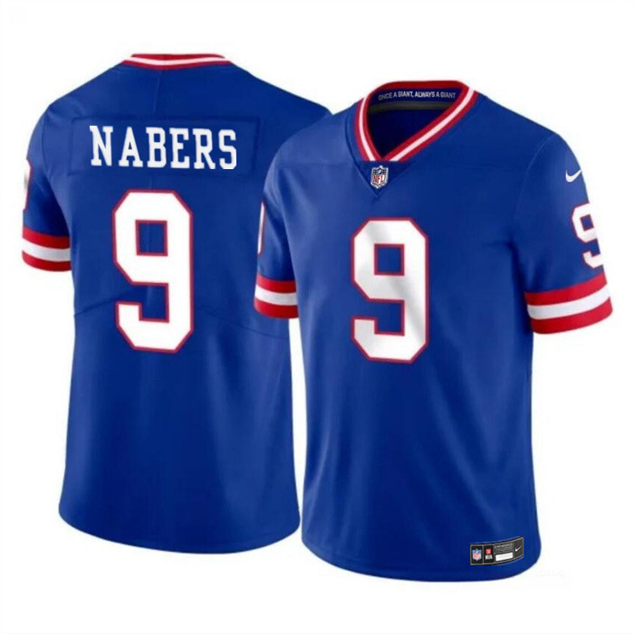 New York Giants #9 Malik Nabers Royal 2024 Draft Vapor Untouchable Throwback Limited Stitched Jersey