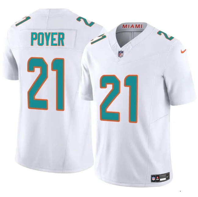 Miami Dolphins #21 Jordan Poyer White 2024 F.U.S.E Vapor Limited Stitched Jersey