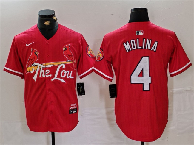 St. Louis Cardinals #4 Yadier Molina Red 2024 City Connect Stitched Jersey