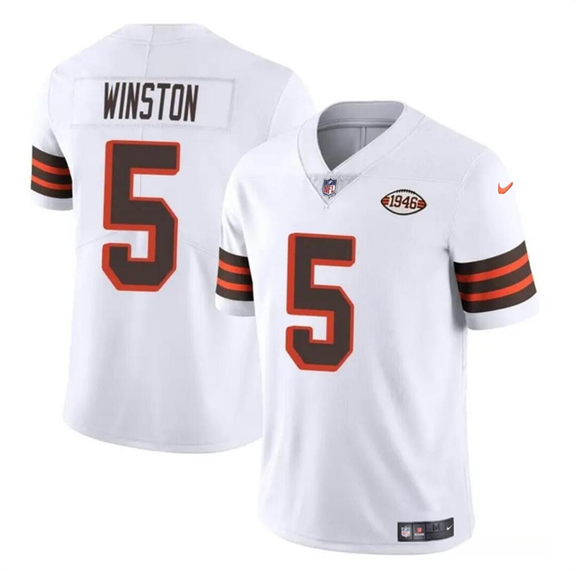 Cleveland Browns #5 Jameis Winston White 1946 Collection Vapor Limited Stitched Jersey