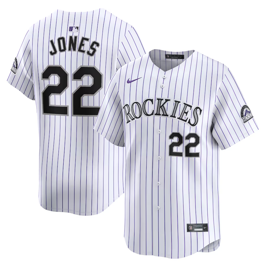 Colorado Rockies #22 Nolan Jones White Home Limited Stitched Jersey