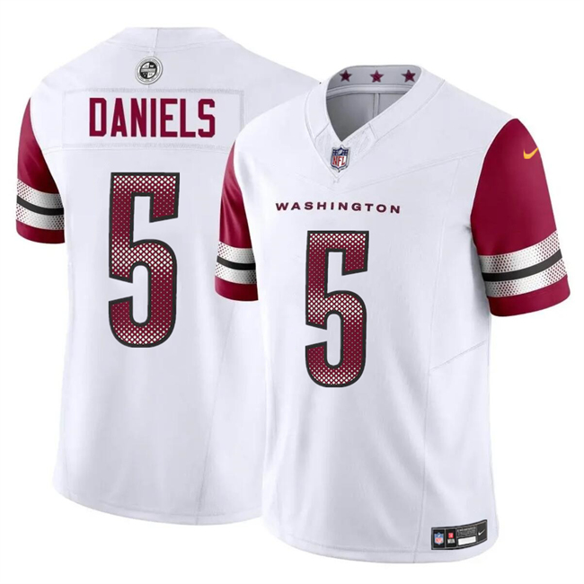 Washington Commanders #5 Jayden Daniels White 2024 Draft F.U.S.E Vapor Limited Stitched Jersey