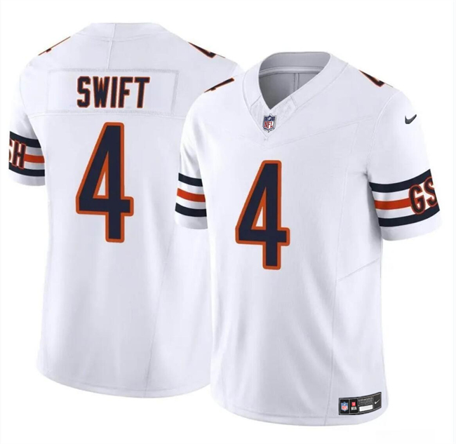Chicago Bears #4 D’Andre Swift White 2023 F.U.S.E. Vapor Stitched Jersey