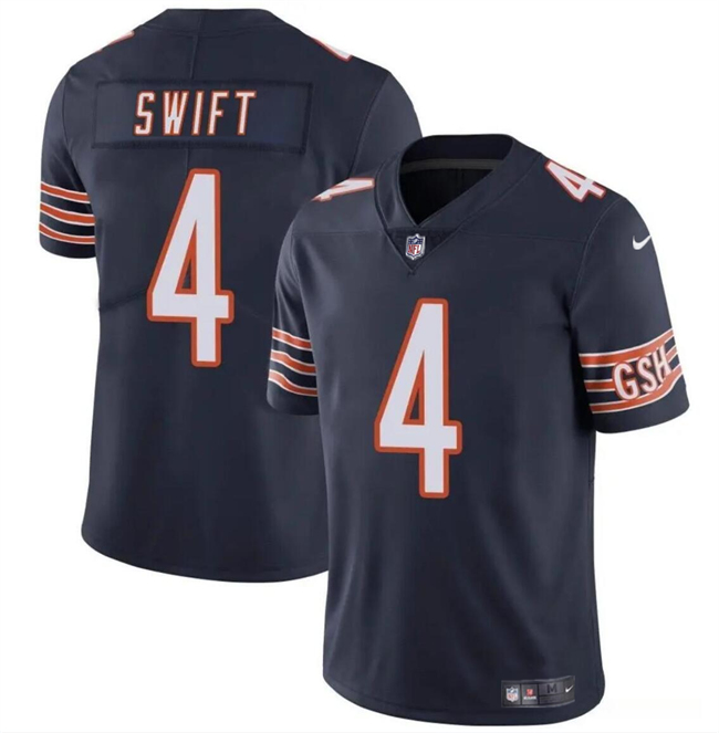Chicago Bears #4 D’Andre Swift Navy Vapor Stitched Jersey