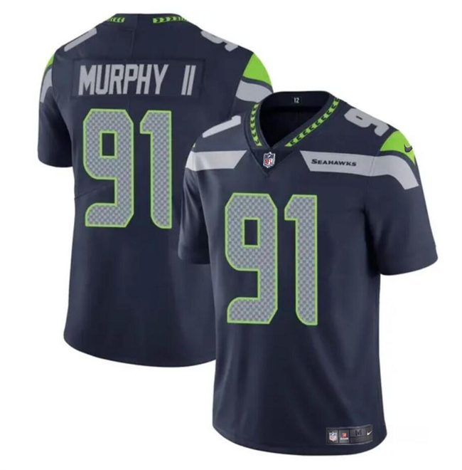 Seattle Seahawks #91 Byron Murphy II Navy 2024 Draft Vapor Limited Stitched Jersey