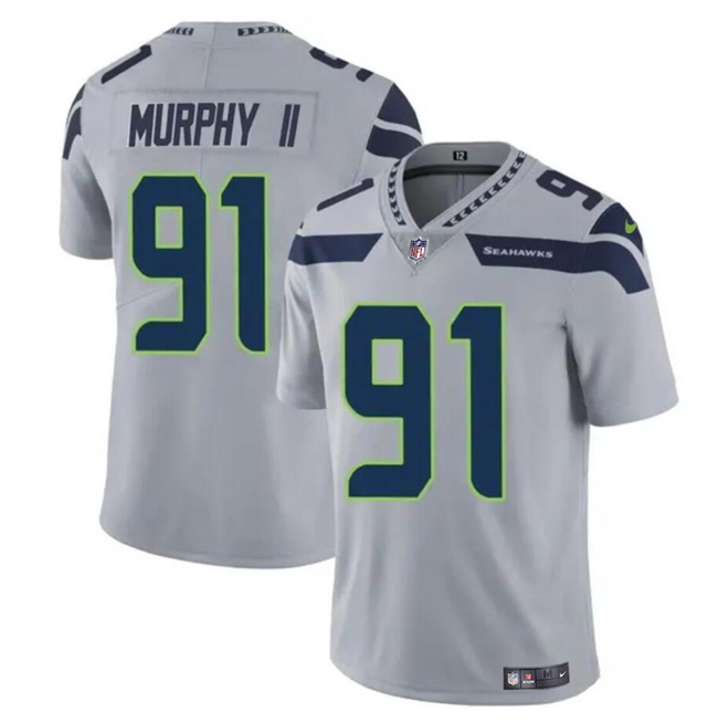 Seattle Seahawks #91 Byron Murphy II Gray 2024 Draft Vapor Limited Stitched Jersey
