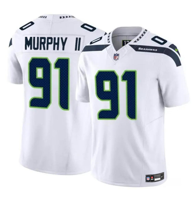 Seattle Seahawks #91 Byron Murphy II White 2024 Draft F.U.S.E Vapor Limited Stitched Jersey