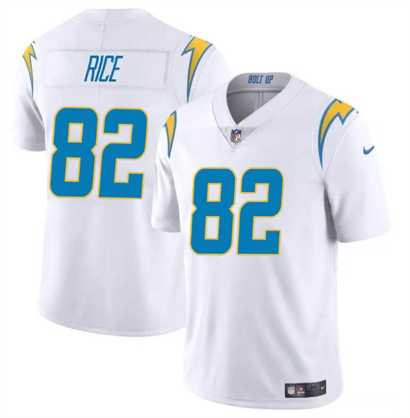 Los Angeles Chargers #82 Brenden Rice White 2024 Draft Vapor Limited Stitched Jersey