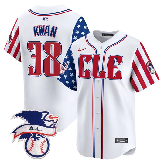 Cleveland Guardians #38 Steven Kwan White 2024 Fourth Of July Vapor Premier Limited Stitched Jersey