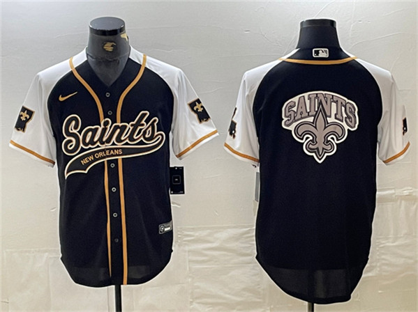 New Orleans Saints Team Big Logo Black White 1987 Legacy Cool Base Stitched Jersey