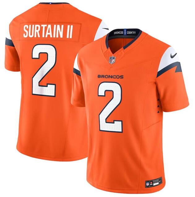 Denver Broncos #2 Pat Surtain II Orange 2024 F.U.S.E. Vapor Limited Stitched Jersey