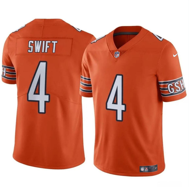 Chicago Bears #4 D’Andre Swift Orange Vapor Stitched Jersey