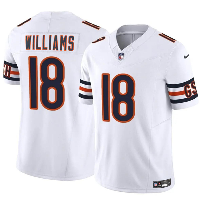 Chicago Bears #18 Caleb Williams White 2024 Draft F.U.S.E. Vapor Stitched Jersey