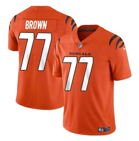Cincinnati Bengals #77 Trent Brown Orange Vapor Untouchable Limited Stitched Jersey