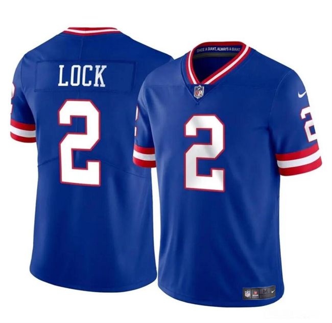 New York Giants #2 Drew Lock Blue Throwback Vapor Untouchable Limited Stitched Jersey