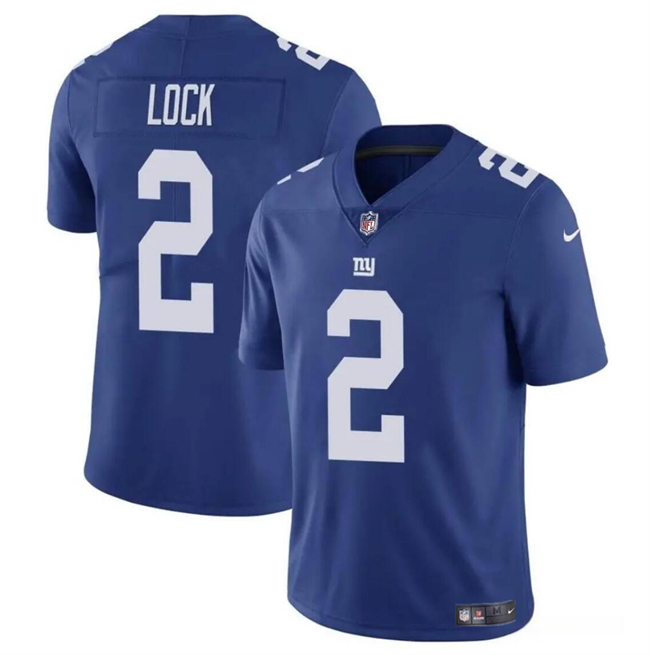 New York Giants #2 Drew Lock Blue Vapor Untouchable Limited Stitched Jersey