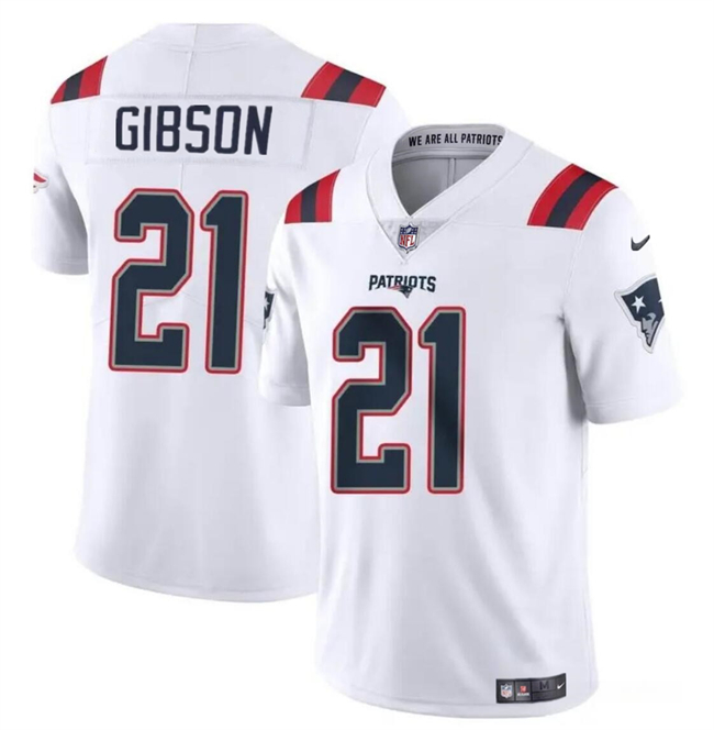 New England Patriots #21 Antonio Gibson White Vapor Limited Stitched Jersey