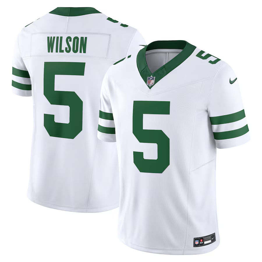 New York Jets #5 Garrett Wilson White 2023 F.U.S.E. Vapor Limited Throwback Stitched Jersey