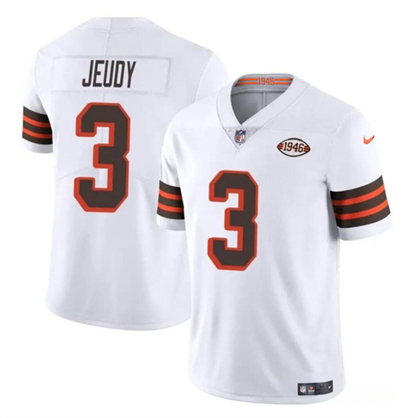 Cleveland Browns #3 Jerry Jeudy White 1946 Collection Vapor Limited Stitched Jersey