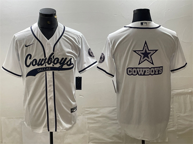 Dallas Cowboys White Team Big Logo With Patch Cool Base Stitched Jersey