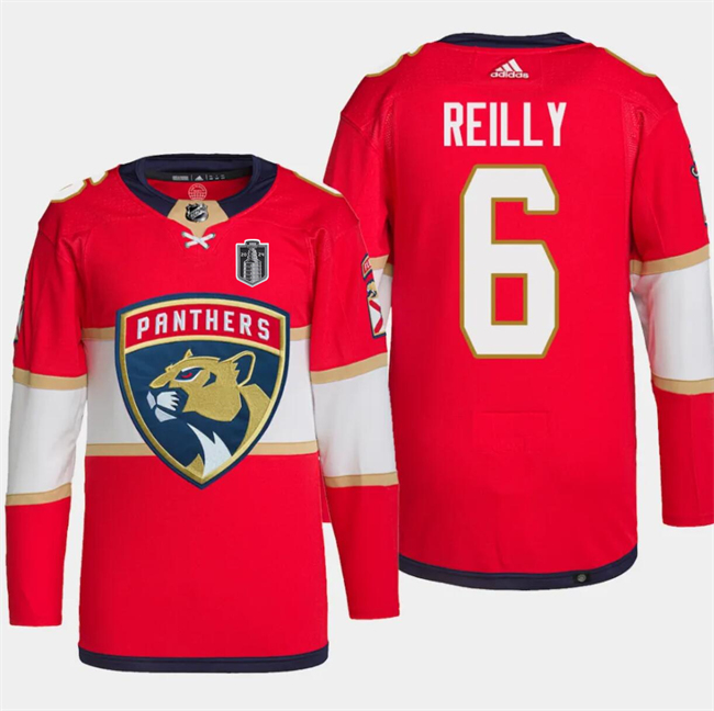 Florida Panthers #6 Mike Reilly Red 2024 Stanley Cup Final Patch Stitched Jersey