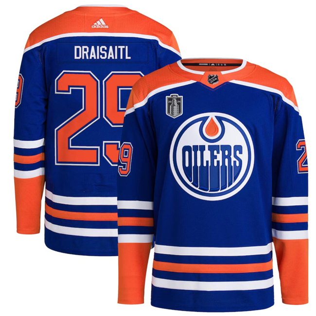 Edmonton Oilers #29 Leon Draisaitl Royal 2024 Stanley Cup Final Patch Stitched Jersey