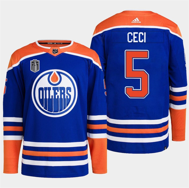 Edmonton Oilers #5 Cody Ceci Royal 2024 Stanley Cup Final Patch Stitched Jersey