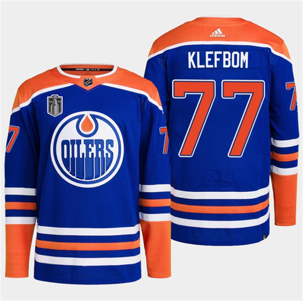 Edmonton Oilers #77 Oscar Klefbom Royal 2024 Stanley Cup Final Patch Stitched Jersey