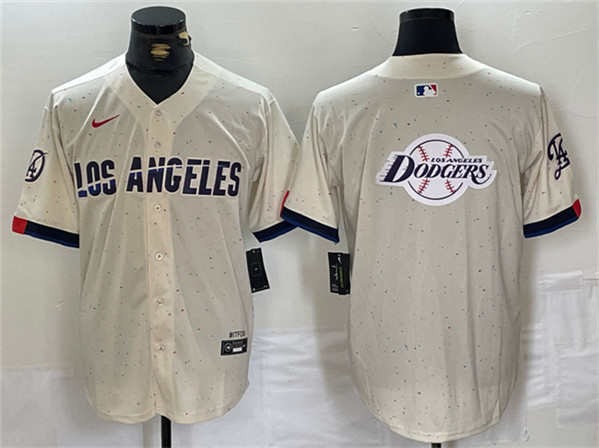 Los Angeles Dodgers Team Big Logo Cream Stitched Jersey