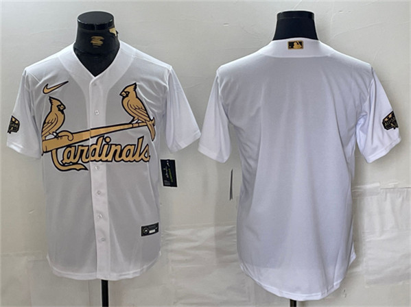 St. Louis Cardinals Blank All-Star White Gold Stitched Jersey