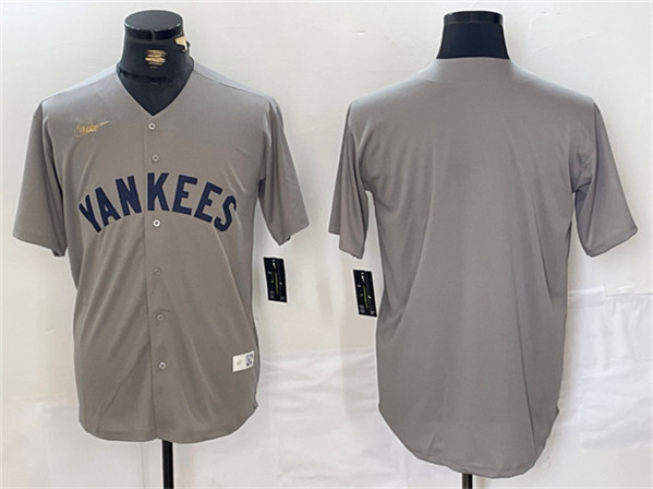 New York Yankees Blank Gray Cool Base Stitched Jersey