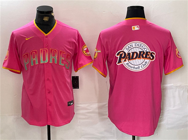 San Diego Padres Team Big Logo Pink Cool Base Stitched Jersey