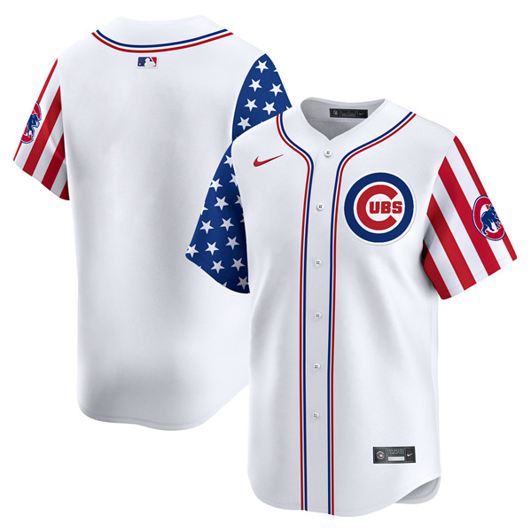 Chicago Cubs Blank White 2024 Independence Day Vapor Limited Stitched Jersey