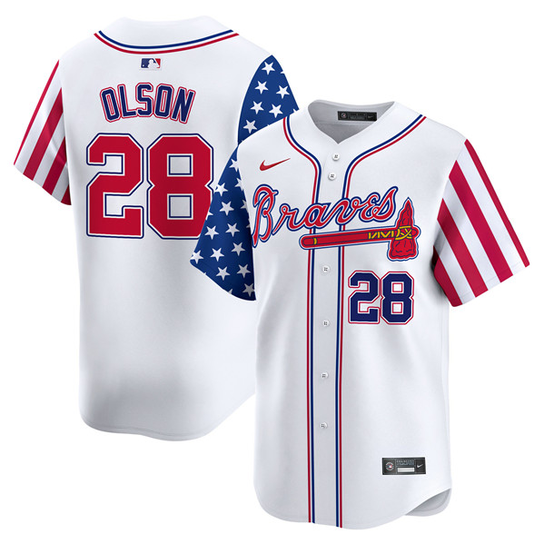 Atlanta Braves #28 Matt Olson White 2024 Independence Day Vapor Limited Stitched Jersey