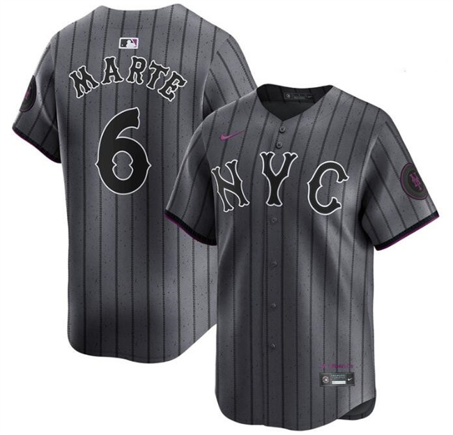 New York Mets #6 Starling Marte Graphite 2024 City Connect Limited Stitched Jersey