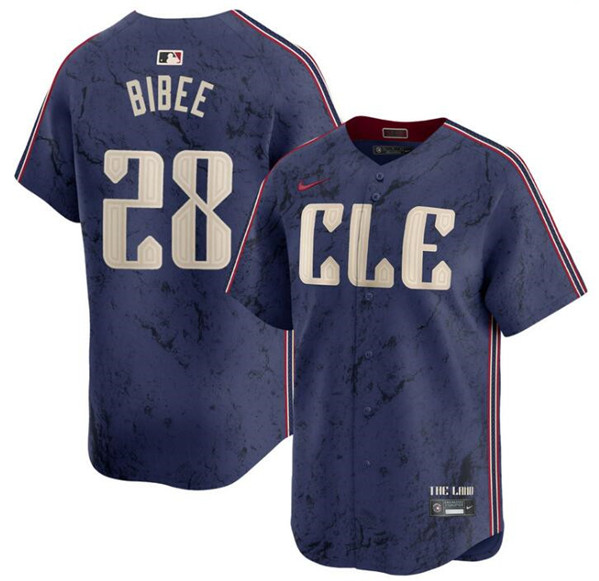 Cleveland Guardians #28 Tanner Bibee Navy 2024 City Connect Limited Stitched Jersey