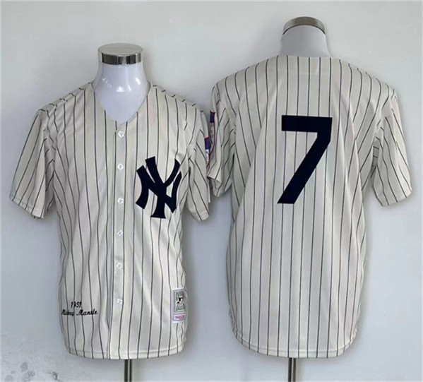 New York Yankees #7 Mickey Mantle Cream Cool Base Stitched Jersey