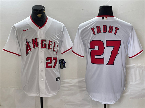 Los Angeles Angels #27 Mike Trout White Stitched Jersey