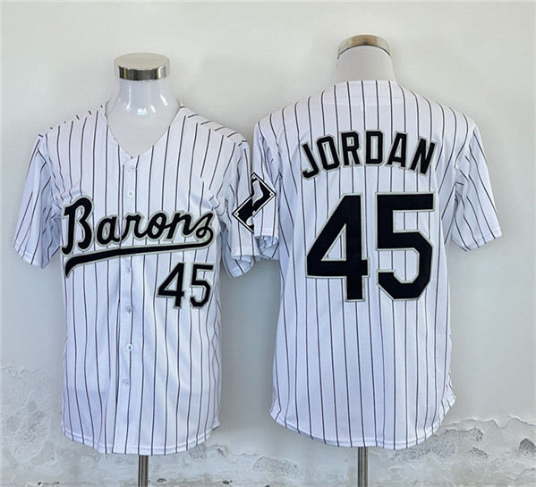 Birmingham Barons #45 Michael Jordan White Throwback Stitched Jersey