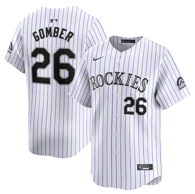 Colorado Rockies #26 Austin Gomber White Home Limited Stitched Jersey