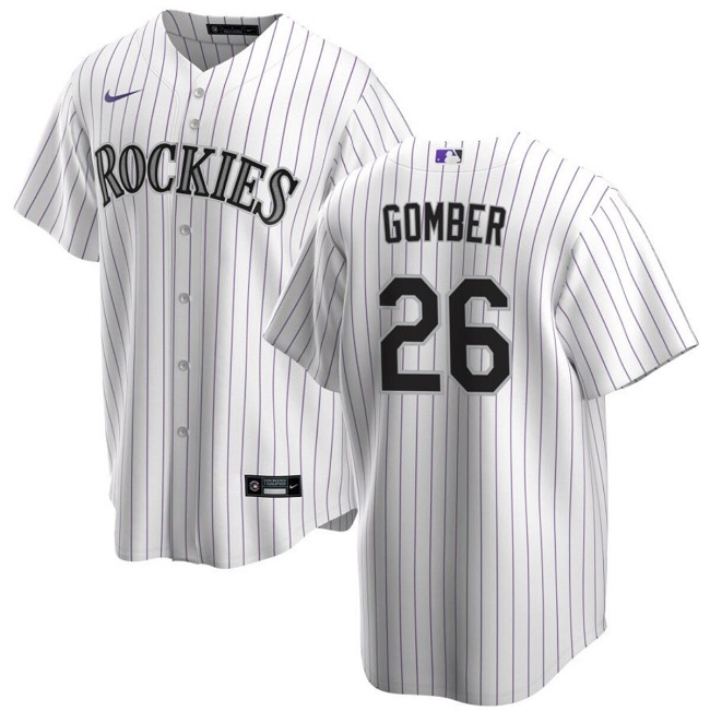 Colorado Rockies #26 Austin Gomber White Cool Base Stitched Jersey