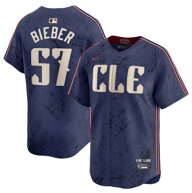 Cleveland Guardians #57 Shane Bieber Navy 2024 City Connect Limited Stitched Jersey