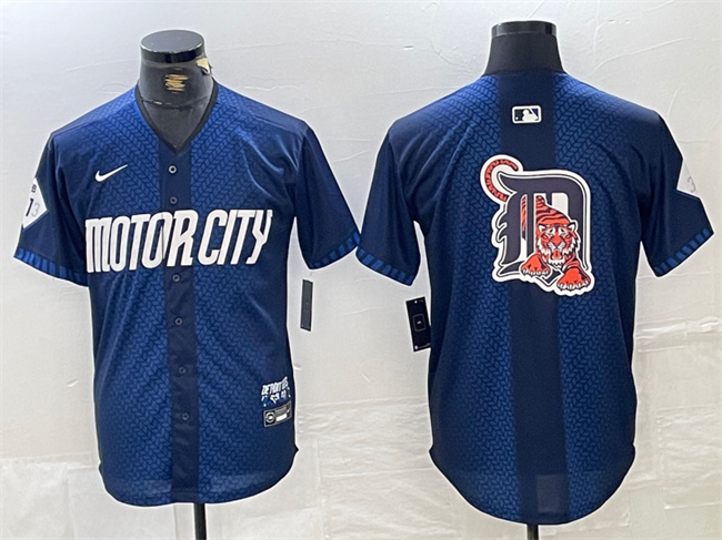 Detroit Tigers Team Big Logo 2024 Navy City Connect Cool Base Limited Stitched Jersey