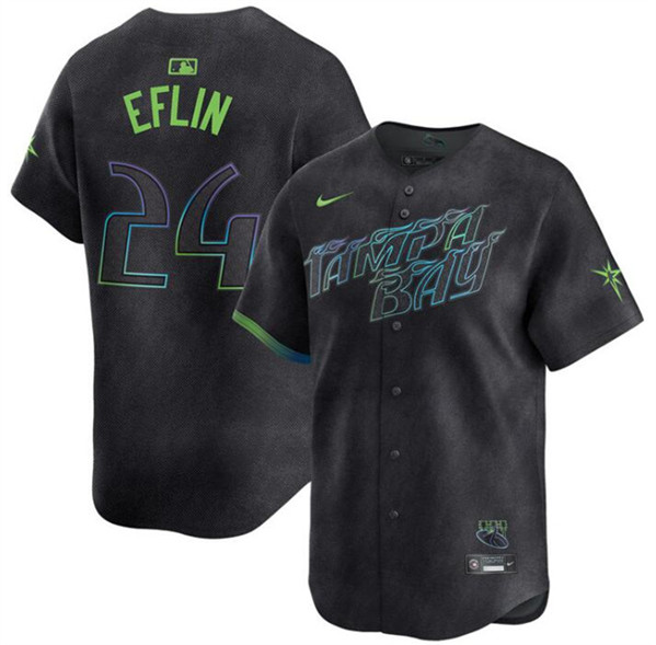 Tampa Bay Rays #24 Zach Eflin Charcoal 2024 City Connect Limited Stitched Jersey