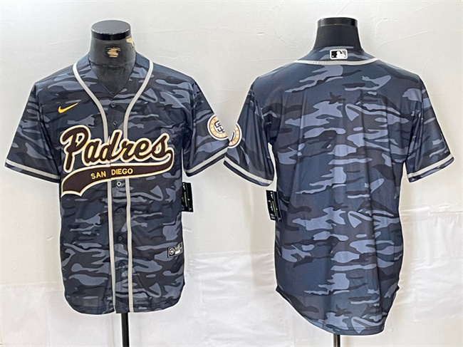 San Diego Padres Blank Gray Camo Cool Base Stitched Jersey