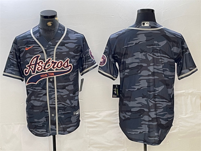 Houston Astros Blank Gray Camo With Patch Cool Base Stitched Jersey